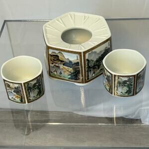 Vintage Seizan Fine China Japanese Tea Warmer & Cup Set (3-Piece)